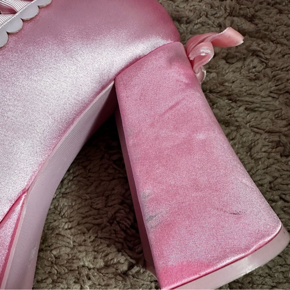 Trickz N Treatz Dolls Kill Pink Ruffle Shoes BISOU BABY Platform Heels 9 Marie - Picture 14 of 16